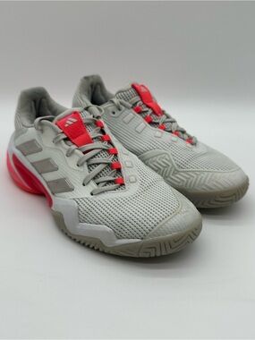 adidas Barricade Light Gray and Coral Court Shoes